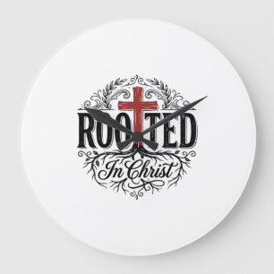 Grande Horloge Ronde Enraciné dans le design de croix chrétienne vintag