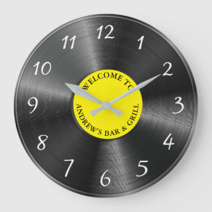 Grande Horloge Ronde Enregistrement Vintage Retro Vinyl Album personnal