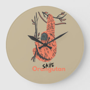 Grande Horloge Ronde Enregistrer l'orangoutan