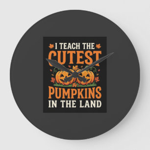 Grande Horloge Ronde Enseignant Halloween Citrouilles les Plus Mignonne