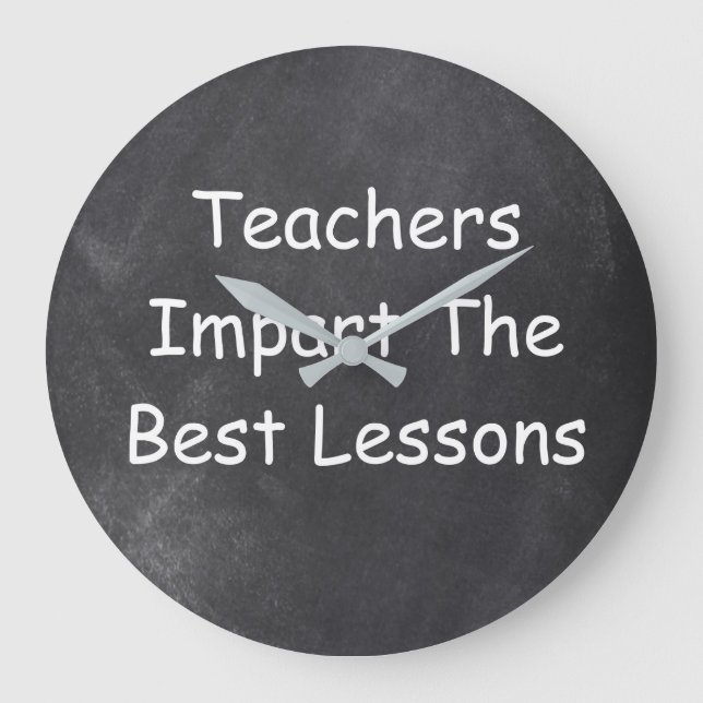 Grande Horloge Ronde Enseignants Meilleures leçons Chalkboard Design Id (Recto)
