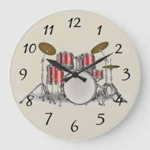 Grande Horloge Ronde Ensemble illustré de tambour