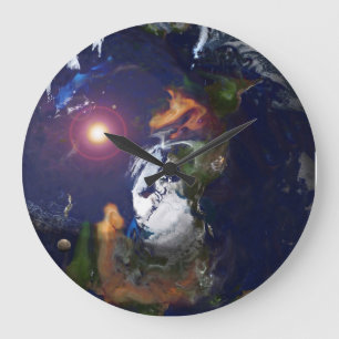 GRANDE HORLOGE RONDE ENTREPÔT DE TERRE PLATE SUR LE FEU