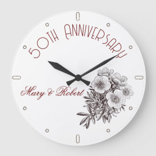Grande Horloge Ronde Épanoui 50e anniversaire - personnalisé