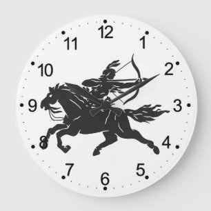 Grande Horloge Ronde Équestre indien - Choisir la couleur arrière - p