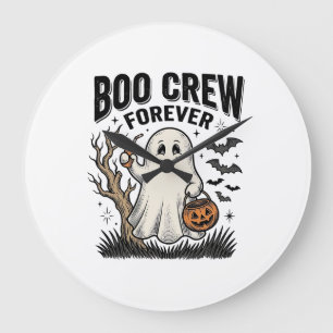 Grande Horloge Ronde Équipage Boo Forever Vintage Ghost Halloween T-Shi