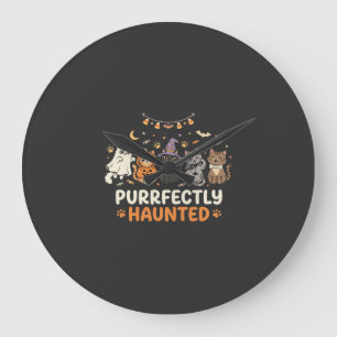 Grande Horloge Ronde Équipe de chat hanté d'Halloween