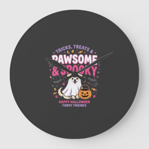 Grande Horloge Ronde Équipe de fantômes de chien d'Halloween (2)