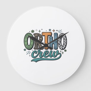 Grande Horloge Ronde Équipe Ortho Vintage Équipe Dentaire Vector Design