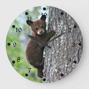 Grande Horloge Ronde Escalade d'ours d'ours d'un arbre