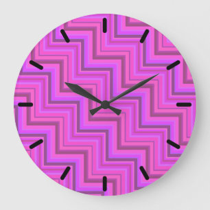 Grande Horloge Ronde Escaliers à rayures roses motif