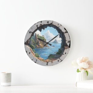 Grande Horloge Ronde Escapade côtière" - Fenêtre Nautique Brocken