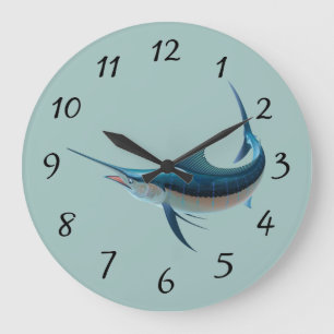 Grande Horloge Ronde Espadons Animés