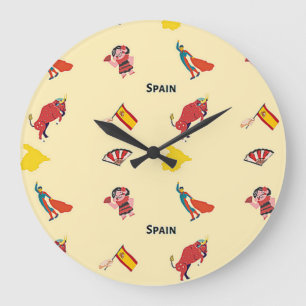 Grande Horloge Ronde Espagne motif sur la crème