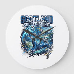 Grande Horloge Ronde Esprit de football d'Écosse Striker squelette Nati