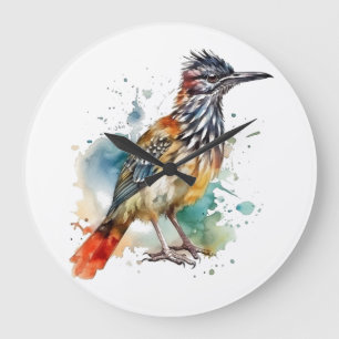 Grande Horloge Ronde Esprit du désert, Grand Géocoucou en aquarelle