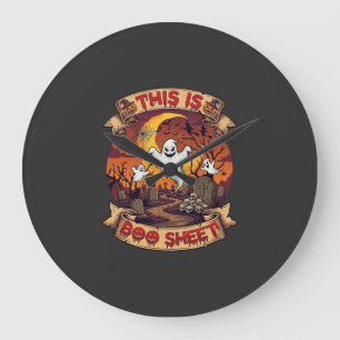 Grande Horloge Ronde Est Boo Sheet Halloween Fantôme Cimetière Citrouil