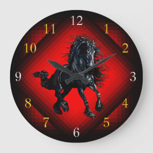 Grande Horloge Ronde Étalon friésien or