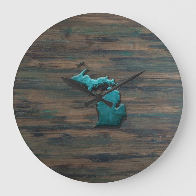 Grande Horloge Ronde État du Michigan Turquoise (Recto)