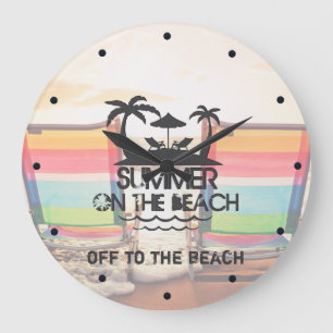 Grande Horloge Ronde Été à la plage   Personnalisé