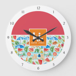 Grande Horloge Ronde Été amusant Monogramme élégant