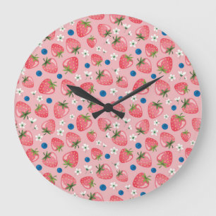 Grande Horloge Ronde Eté fraise, arrière - plan caricaturale.