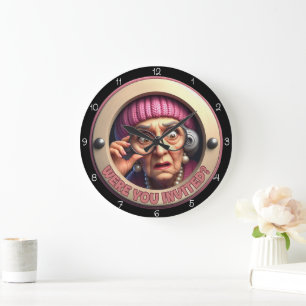 Grande Horloge Ronde Êtes-vous invité ? Décoration murale