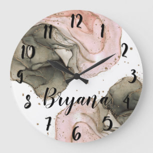 Grande Horloge Ronde Ethereal Moody Black Gold Inky Imaginaire Glam