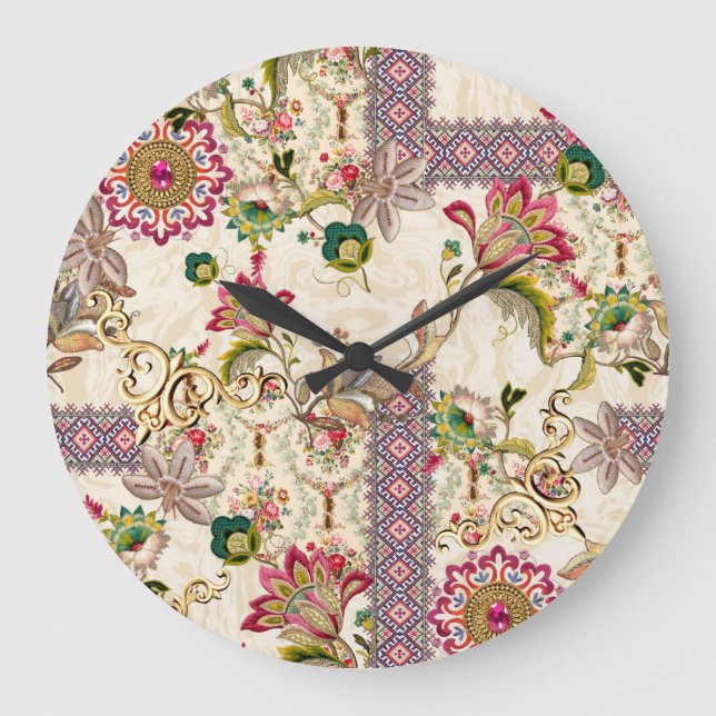 Grande Horloge Ronde Ethnic Mughal Floral Paisley (Recto)
