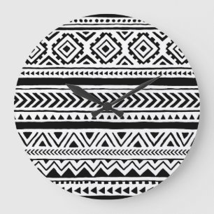 Grande Horloge Ronde Ethnic Tribal : Motif artisanal