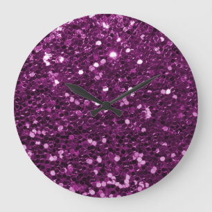 Grande Horloge Ronde Étincelles pourpres de parties scintillantes de