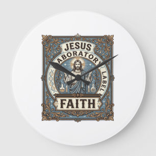 Grande Horloge Ronde étiquette de laboratoire Jésus Foi étiquette de la
