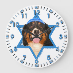 Grande Horloge Ronde Étoile de David de Hanoukka - chien de montagne de