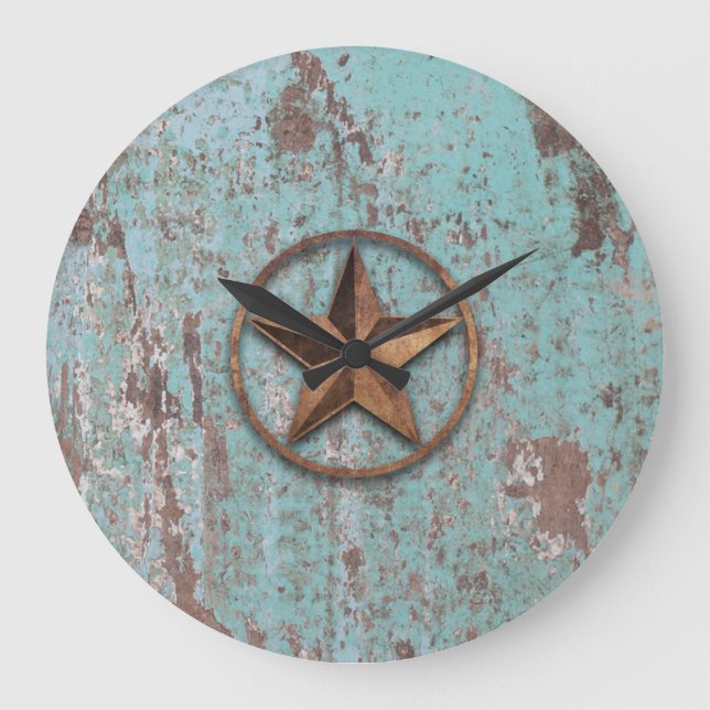 Grande Horloge Ronde Etoile rustique (bleu) (Recto)