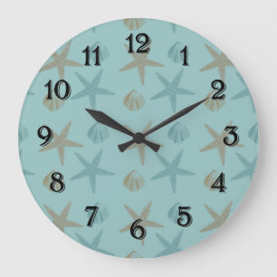 Grande Horloge Ronde Étoiles de mer et coquilles