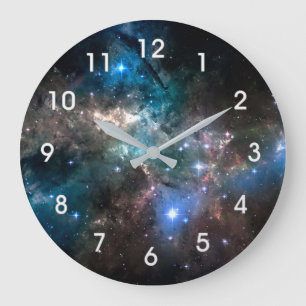 GRANDE HORLOGE RONDE ÉTOILES D'ESPACE