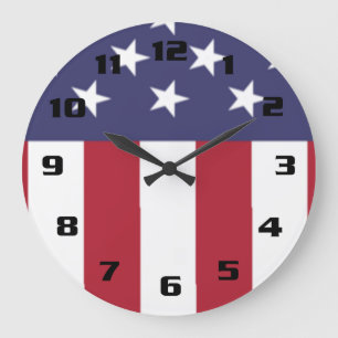 Grande Horloge Ronde Étoiles et bandes patriotiques