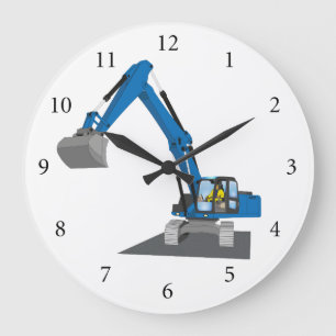 Grande Horloge Ronde excavatrice de chaîne bleue