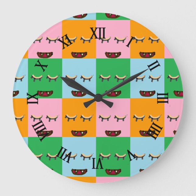Grande Horloge Ronde Face de bloc de monstre souriant (Recto)