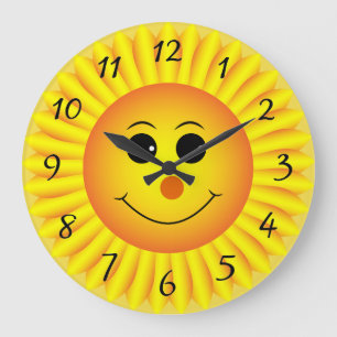 Grande Horloge Ronde Face émotionnelle de Sunflower