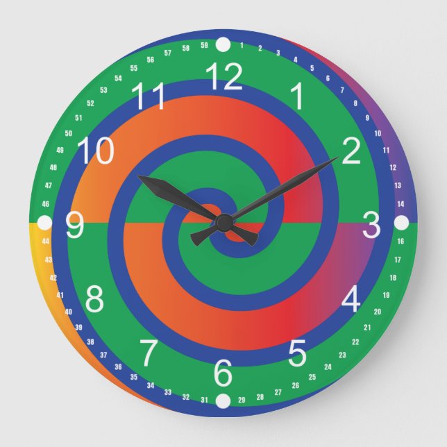 Grande Horloge Ronde Fâcheux Motif de couleurs éclaboussures (Recto)