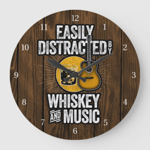 Grande Horloge Ronde Facilement distrait par le whisky et la musique