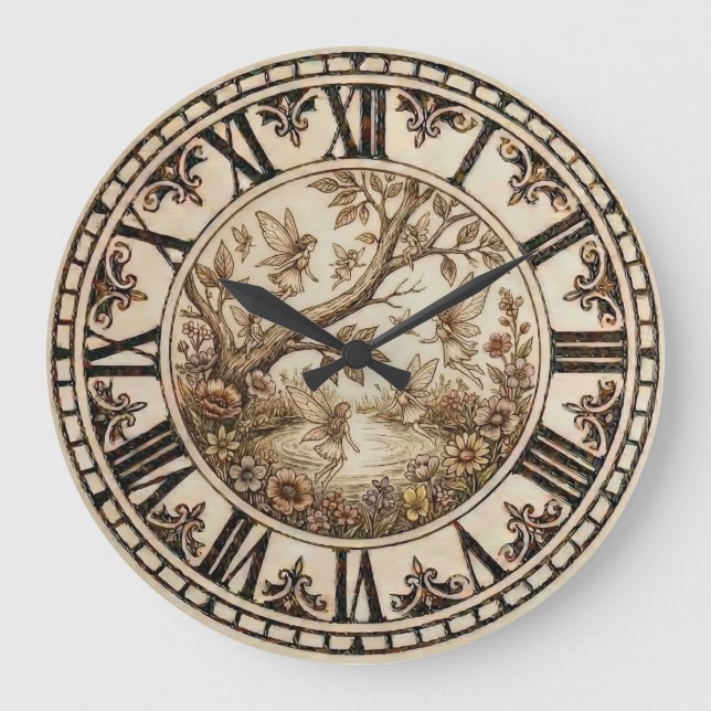 Grande Horloge Ronde Fairies Wall Clock (Recto)