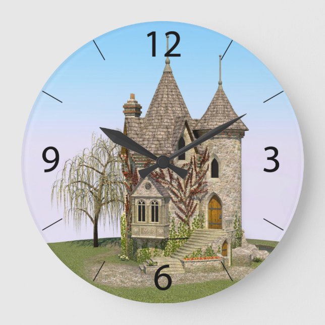 Grande Horloge Ronde Fairytale Castle Parfait cadeau d'anniversaire et  (Recto)