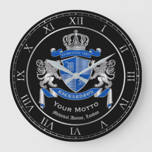 Grande Horloge Ronde Faites votre propre armoiries Un emblème de lion 