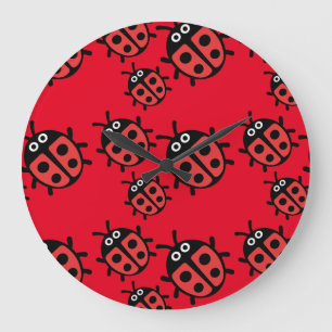 Grande Horloge Ronde Famille de coccinelles adorables enfants