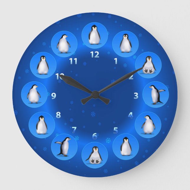 Grande Horloge Ronde Famille Penguin (Recto)