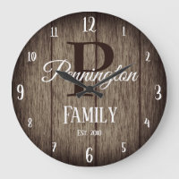 Family Name with Monogram Rustic Wood