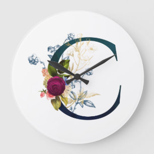 Grande Horloge Ronde Fancy Floral Letter 'C'