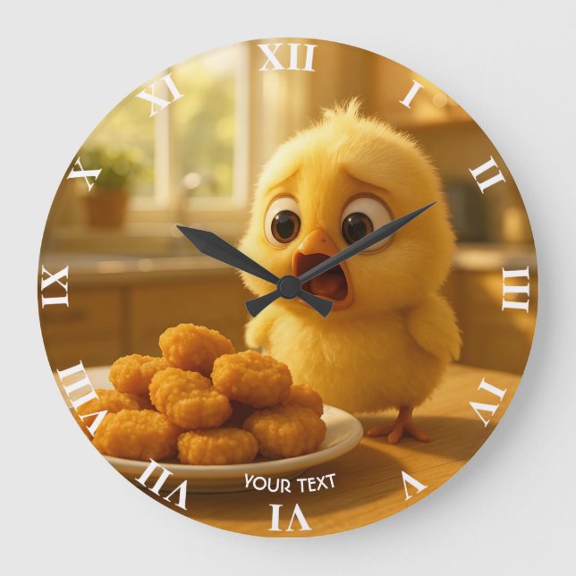 Grande Horloge Ronde Fantasy Cute Chicken Nuggets Baby (Recto)
